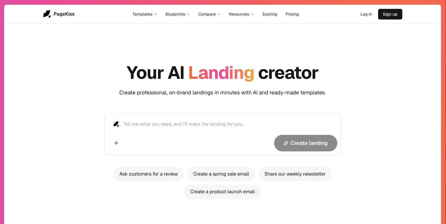 Landing page scoring preview